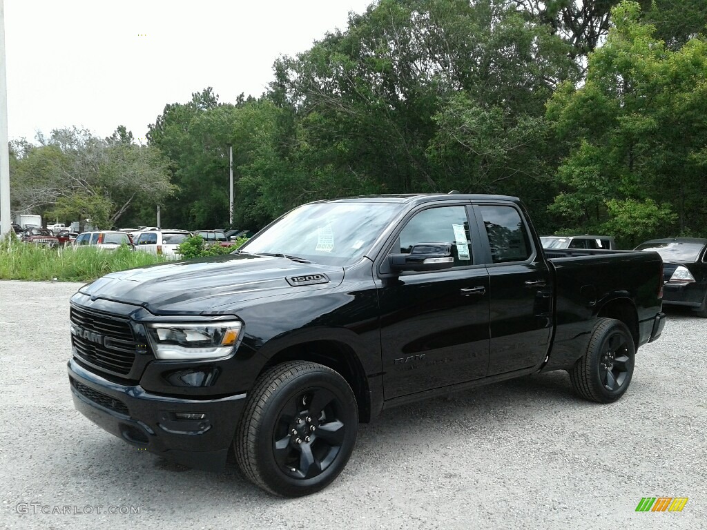 2019 1500 Big Horn Black Quad Cab 4x4 - Diamond Black Crystal Pearl / Black/Diesel Gray photo #1