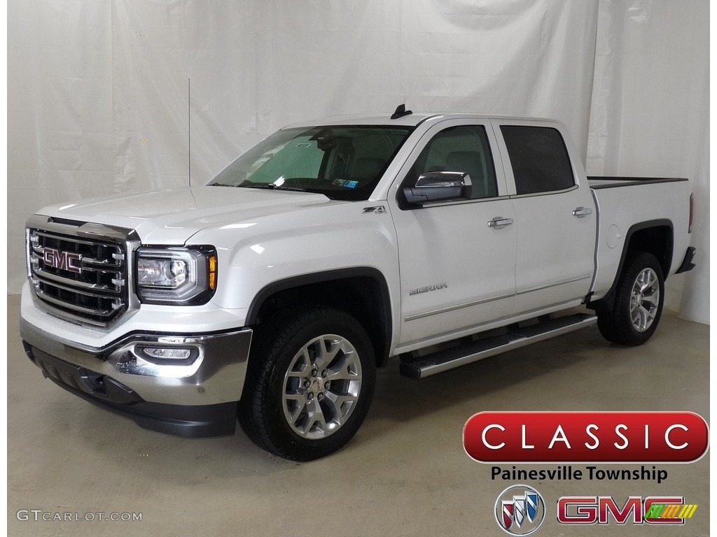 2018 Sierra 1500 SLT Crew Cab 4WD - White Frost Tricoat / Cocoa/­Dune photo #1