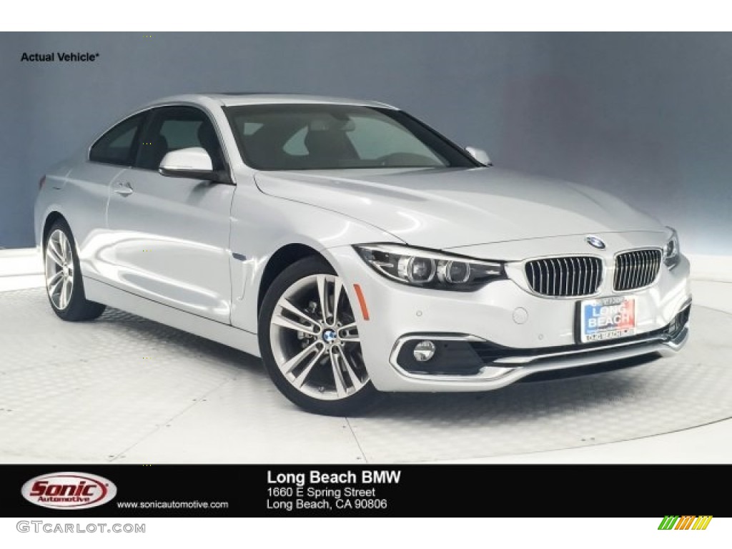 2018 4 Series 430i Coupe - Glacier Silver Metallic / Black photo #1