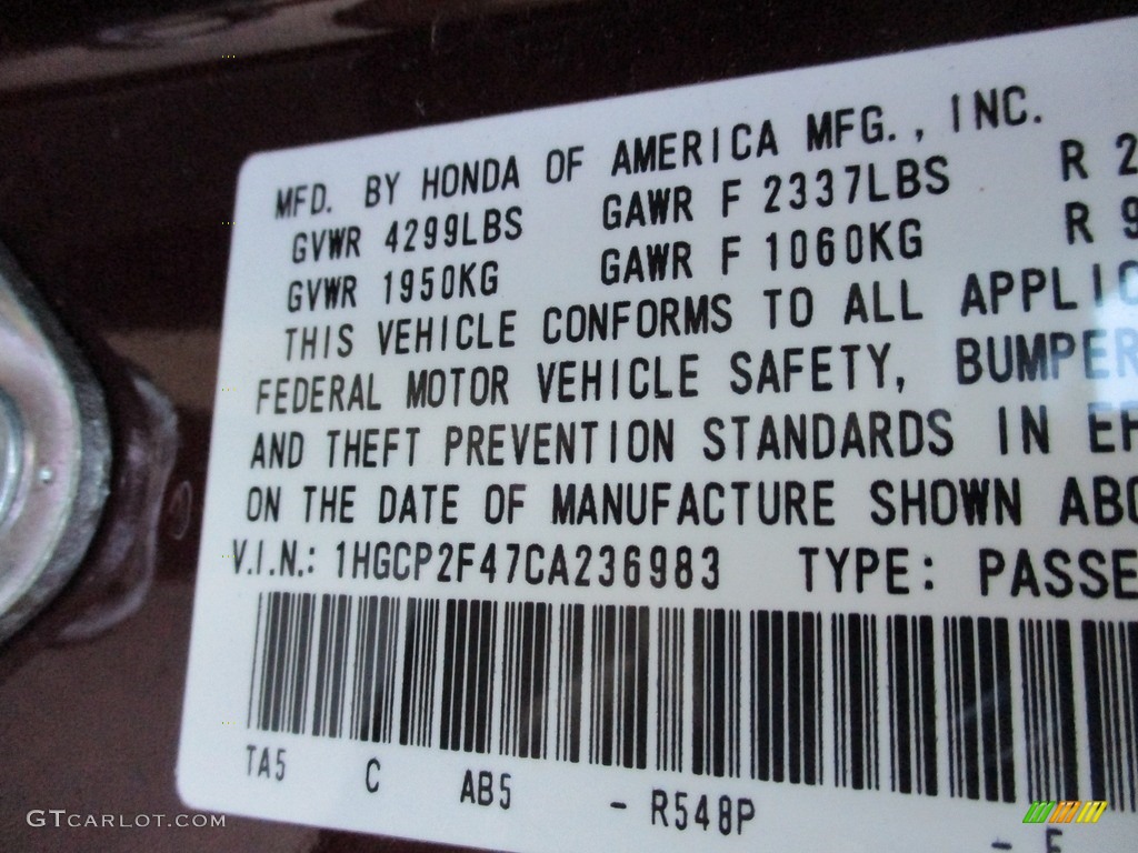 2012 Accord LX Premium Sedan - Basque Red Pearl II / Ivory photo #19