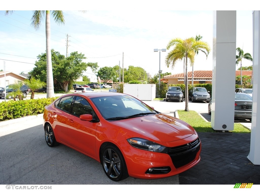 2015 Dart GT - Vitamin C / Black/Ruby Red Accent Stitching photo #1