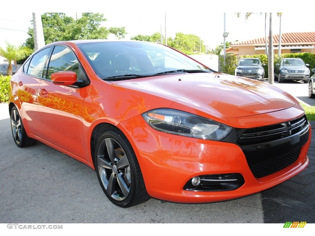 2015 Dart GT - Vitamin C / Black/Ruby Red Accent Stitching photo #2