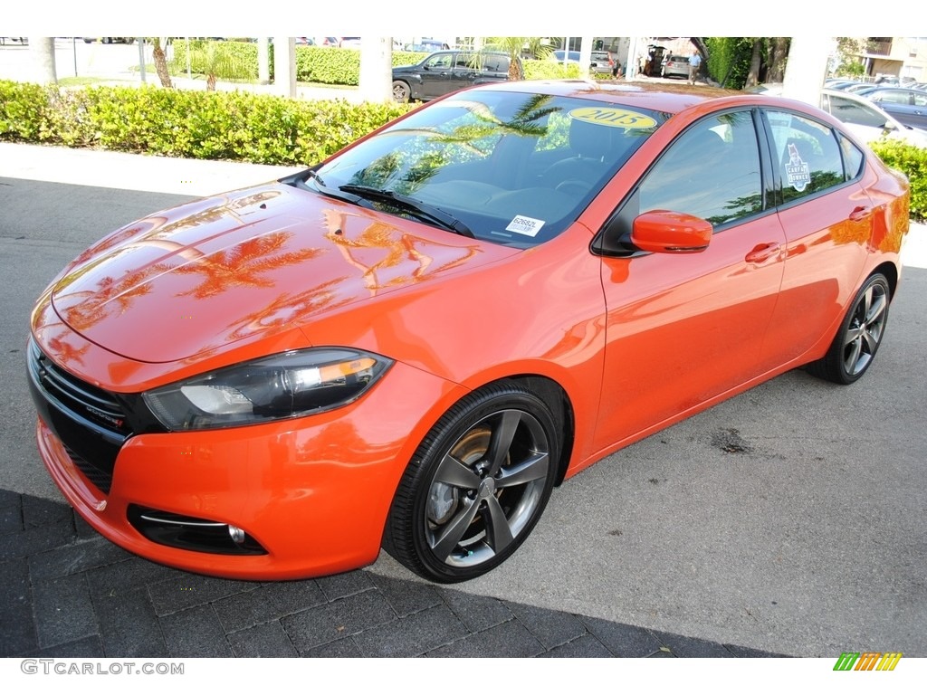 2015 Dart GT - Vitamin C / Black/Ruby Red Accent Stitching photo #4