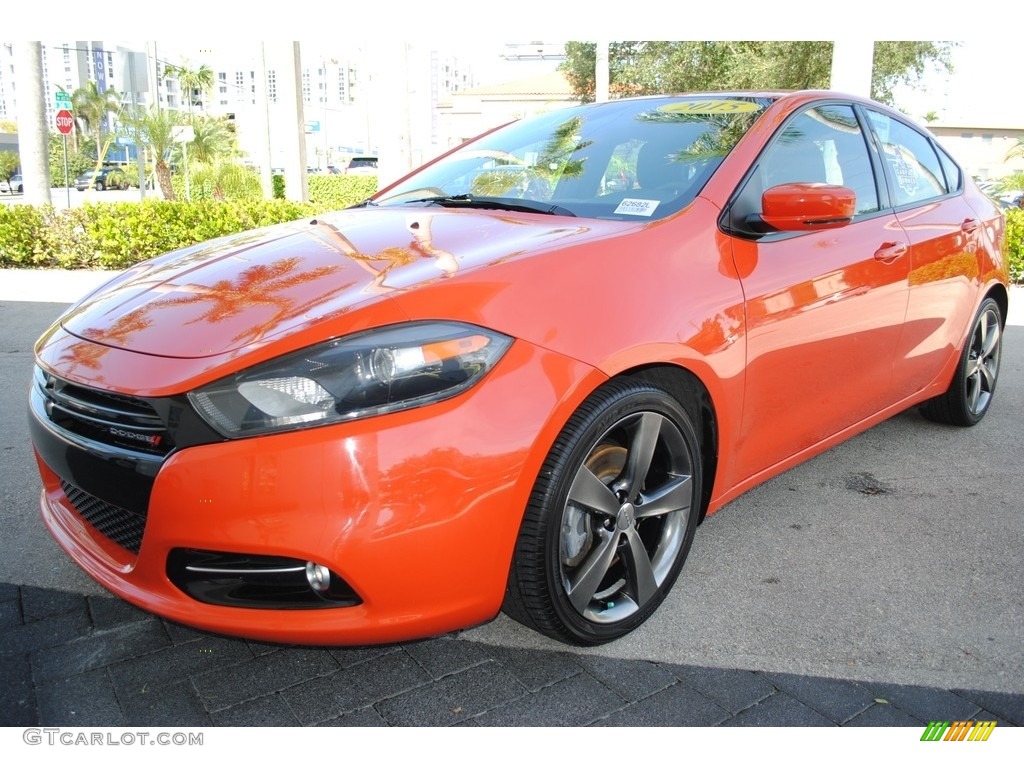 2015 Dart GT - Vitamin C / Black/Ruby Red Accent Stitching photo #5