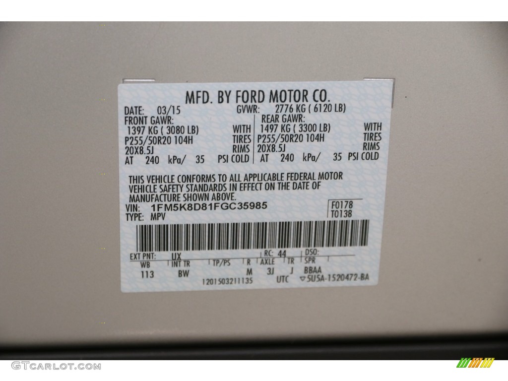 2015 Explorer XLT 4WD - Ingot Silver / Charcoal Black photo #23