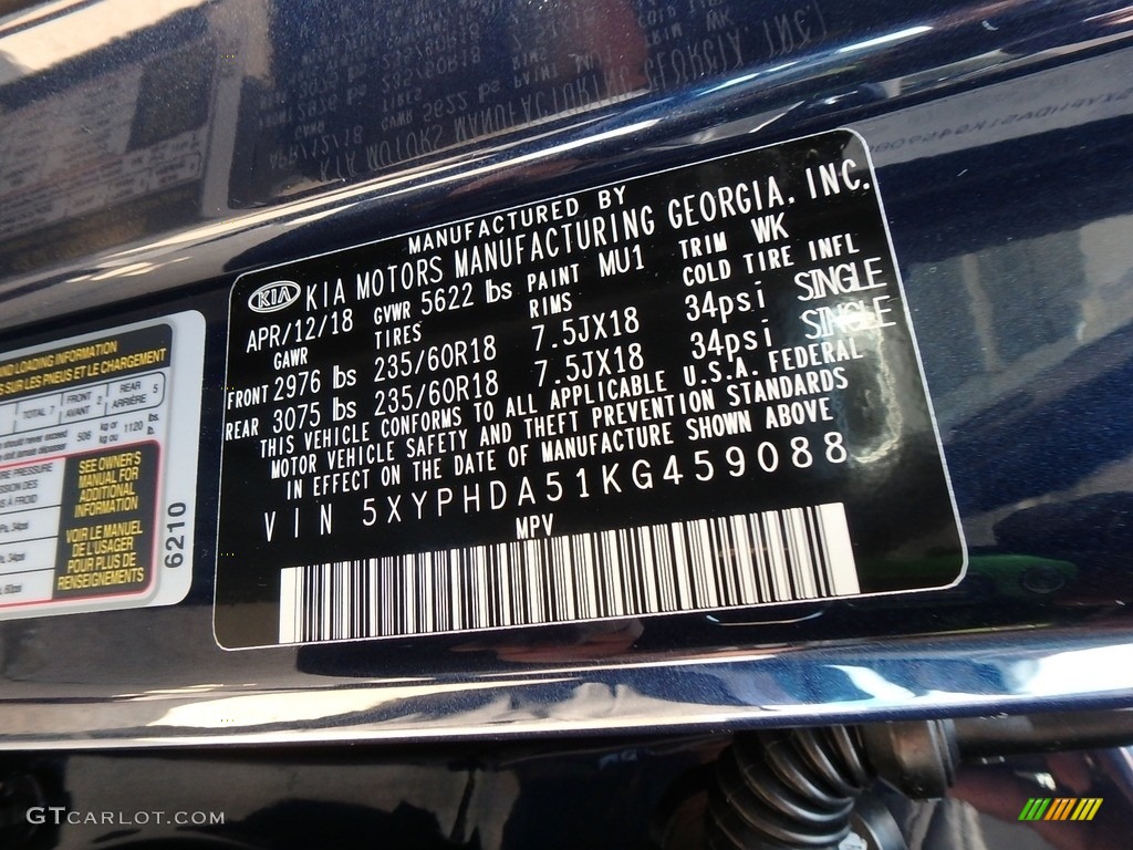 2019 Sorento EX V6 AWD - Blaze Blue / Satin Black photo #16