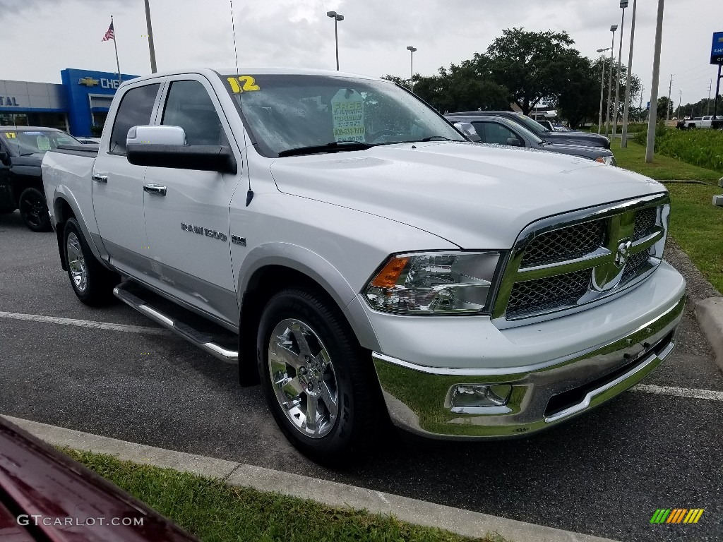 2012 Ram 1500 Laramie Crew Cab 4x4 - Bright White / Light Pebble Beige/Bark Brown photo #7