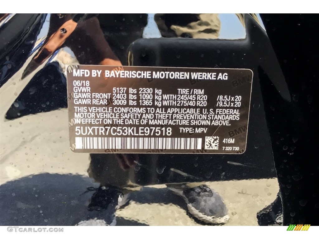 2019 X3 Color Code 416 for Carbon Black Metallic Photo #128031545