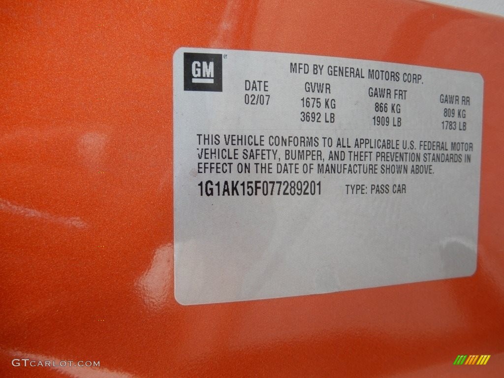 2007 Cobalt LS Coupe - Sunburst Orange Metallic / Gray photo #14