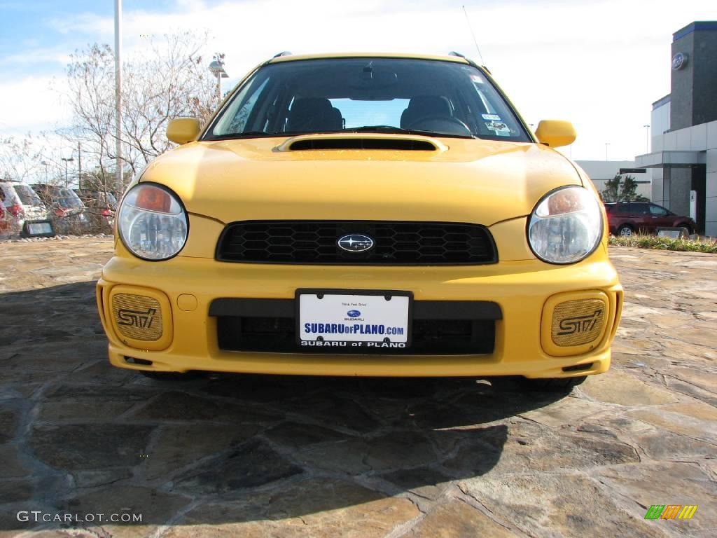 2003 Impreza WRX Wagon - Sonic Yellow / Black photo #2