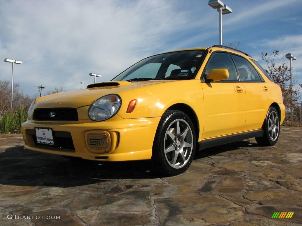 Sonic Yellow 2003 Subaru Impreza WRX Wagon Exterior Photo #1280539