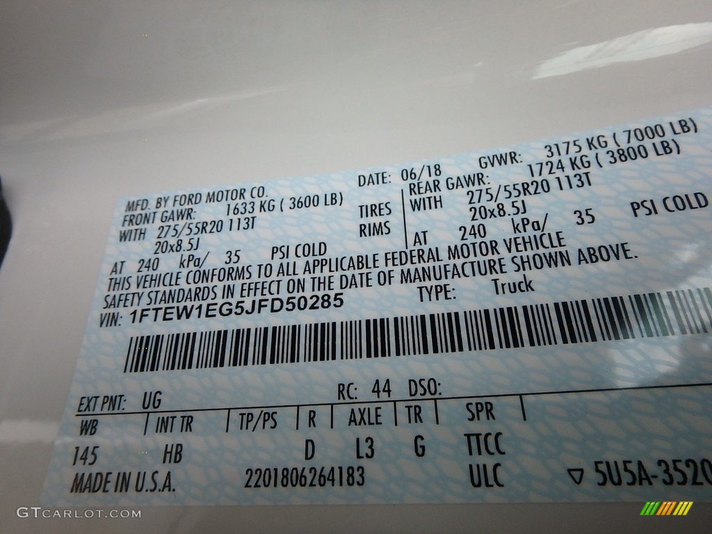 2018 F150 Lariat SuperCrew 4x4 - White Platinum / Black photo #14