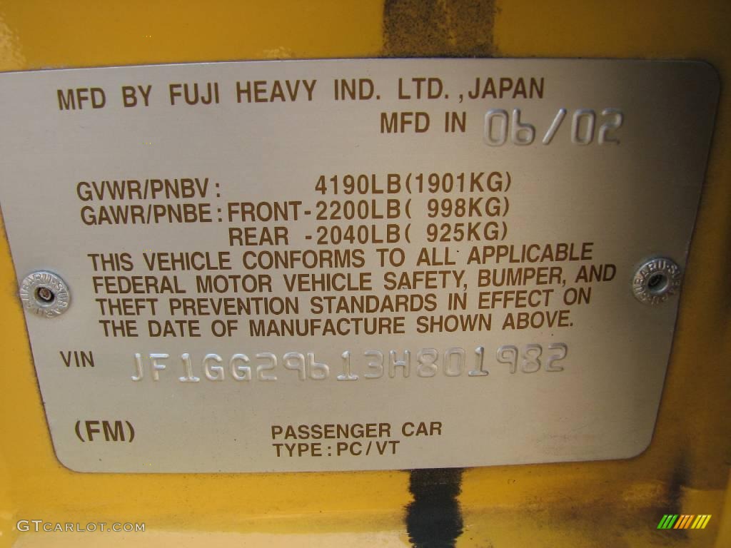 2003 Impreza WRX Wagon - Sonic Yellow / Black photo #22