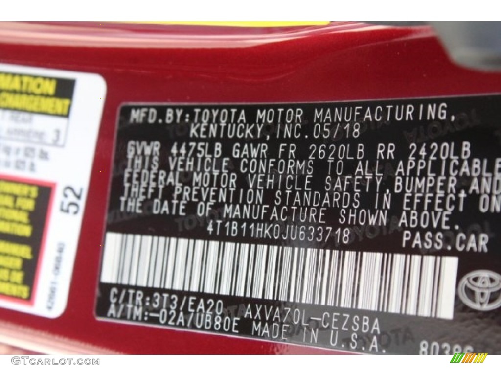 2018 Camry SE - Ruby Flare Pearl / Black photo #33