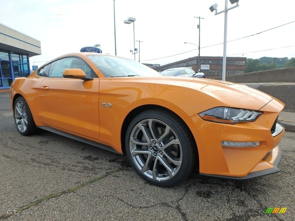 2018 Mustang GT Premium Fastback - Orange Fury / Ebony photo #9