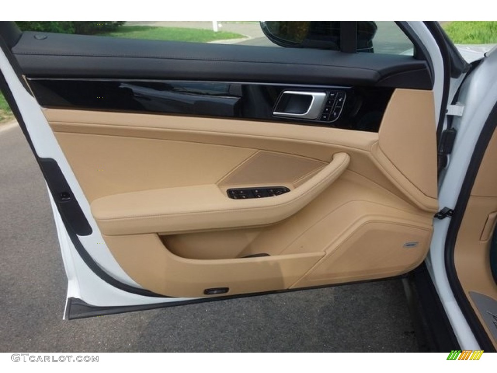 2018 Porsche Panamera 4S Sport Turismo Black/Luxor Beige Door Panel Photo #128071256