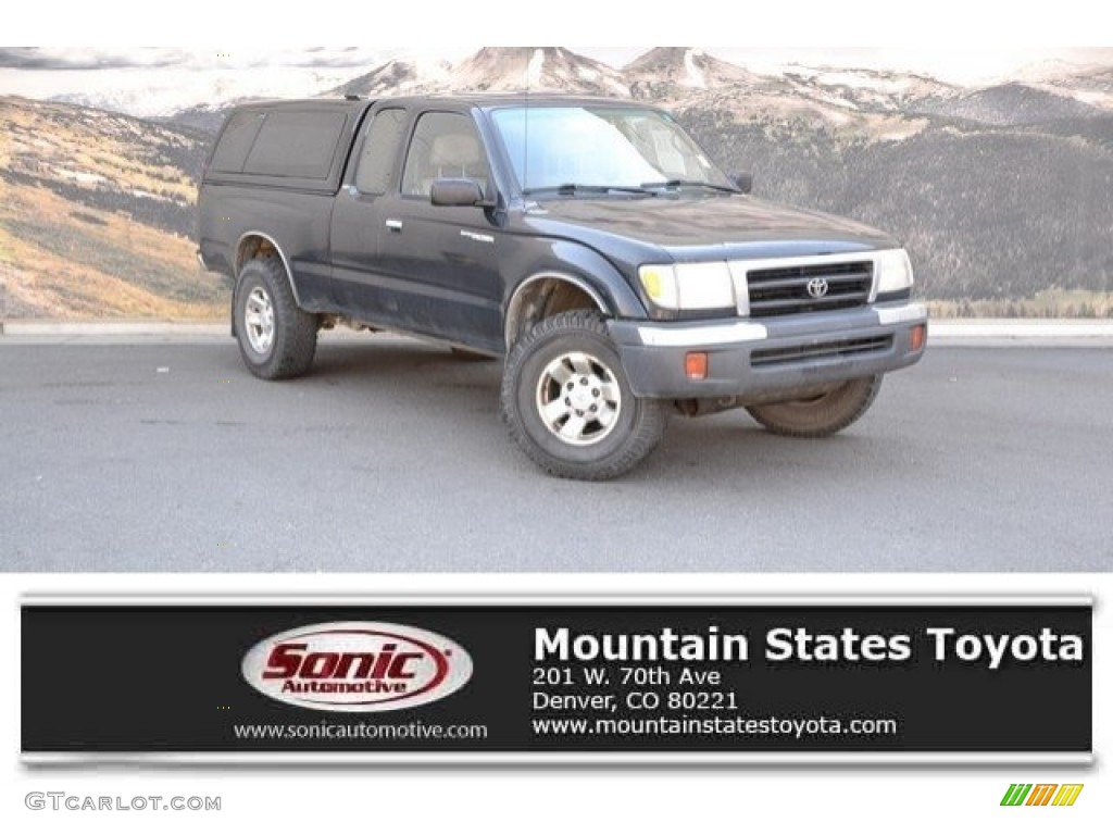 1998 Tacoma V6 Extended Cab 4x4 - Black Metallic / Gray photo #1