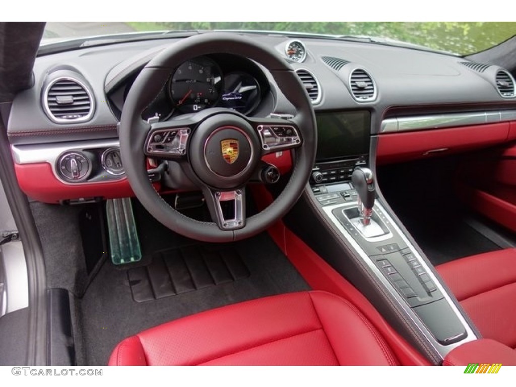 2018 Porsche 718 Cayman GTS Black/Bordeaux Red Dashboard Photo #128076796