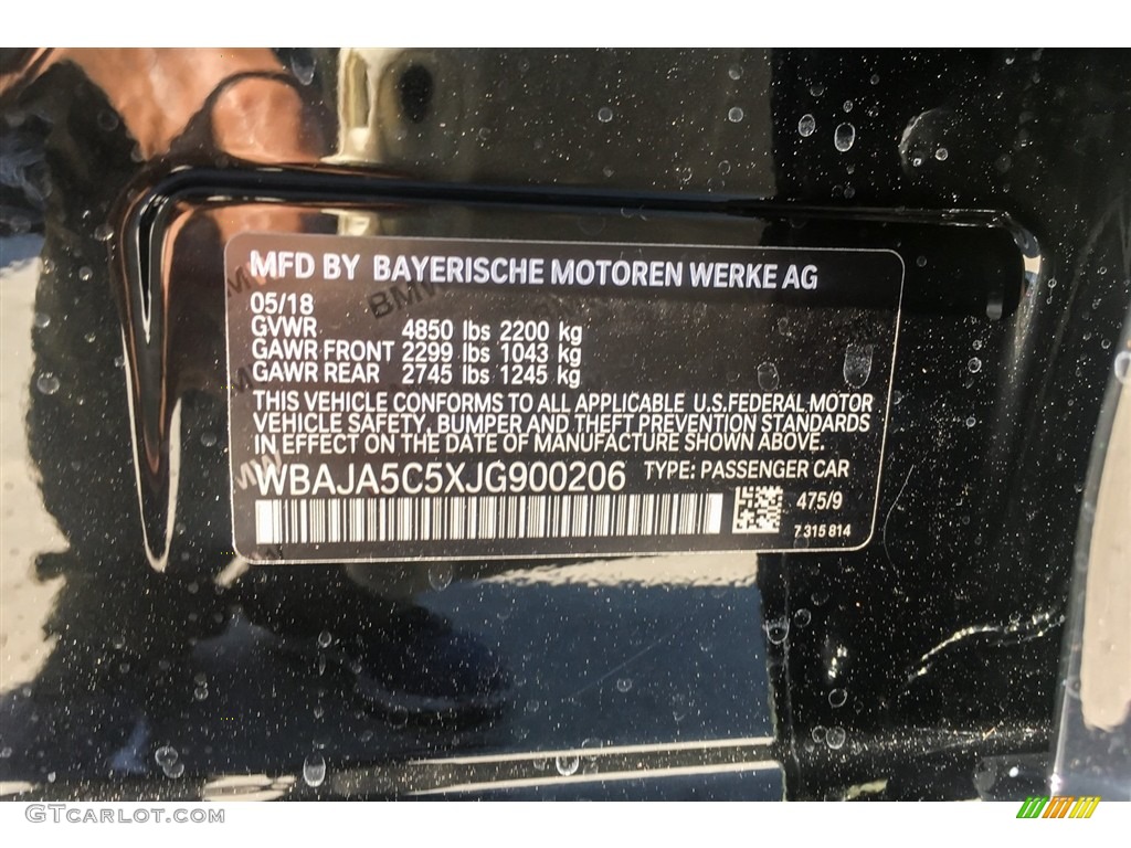 2018 5 Series 530i Sedan - Black Sapphire Metallic / Black photo #11