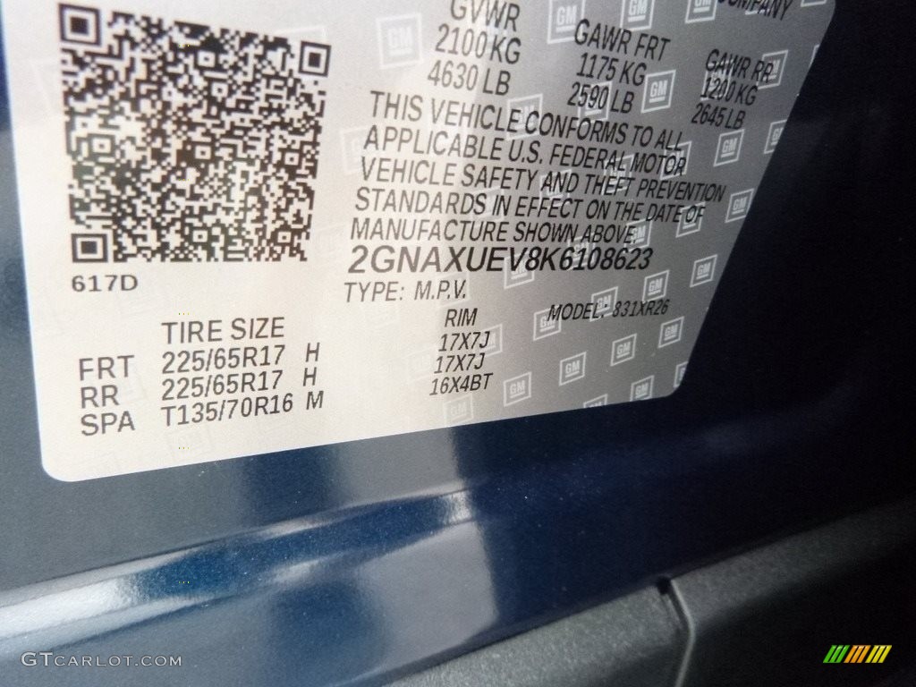 2019 Equinox LT AWD - Pacific Blue Metallic / Jet Black photo #17