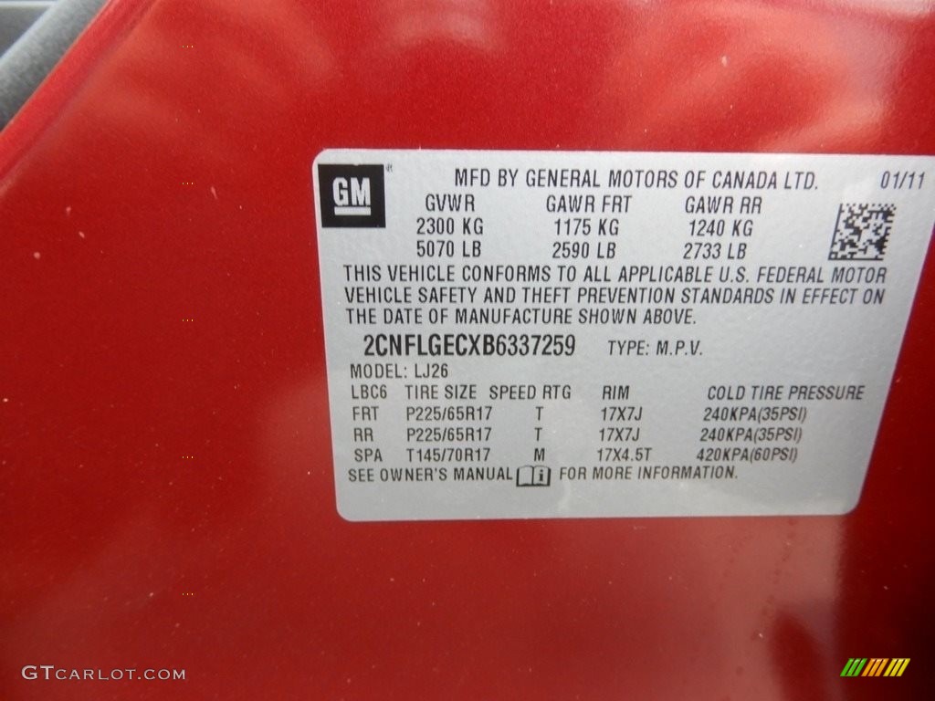 2011 Equinox LTZ AWD - Cardinal Red Metallic / Brownstone/Jet Black photo #15