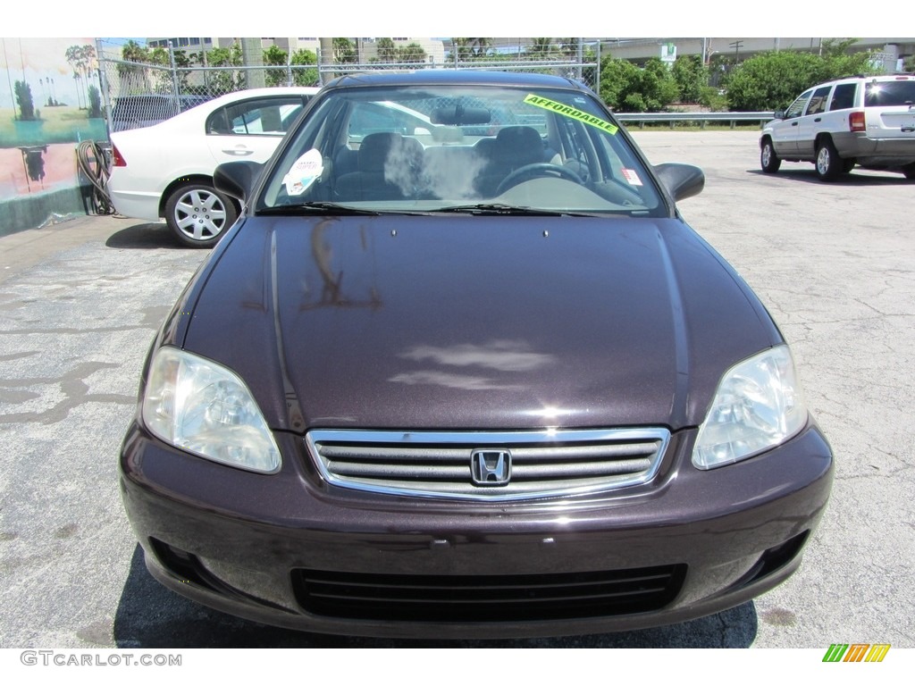2000 Civic LX Sedan - Vintage Plum / Beige photo #4