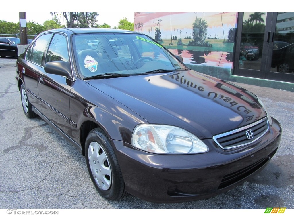 2000 Civic LX Sedan - Vintage Plum / Beige photo #5