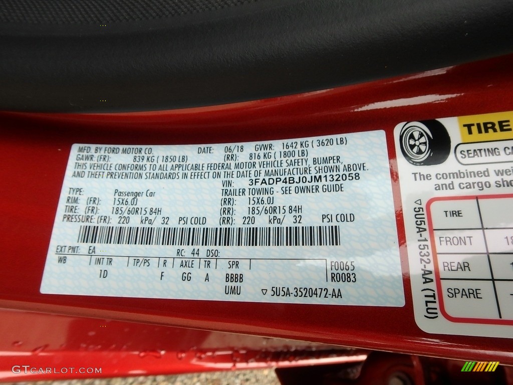 2018 Fiesta Color Code EA for Hot Pepper Red Photo #128136313