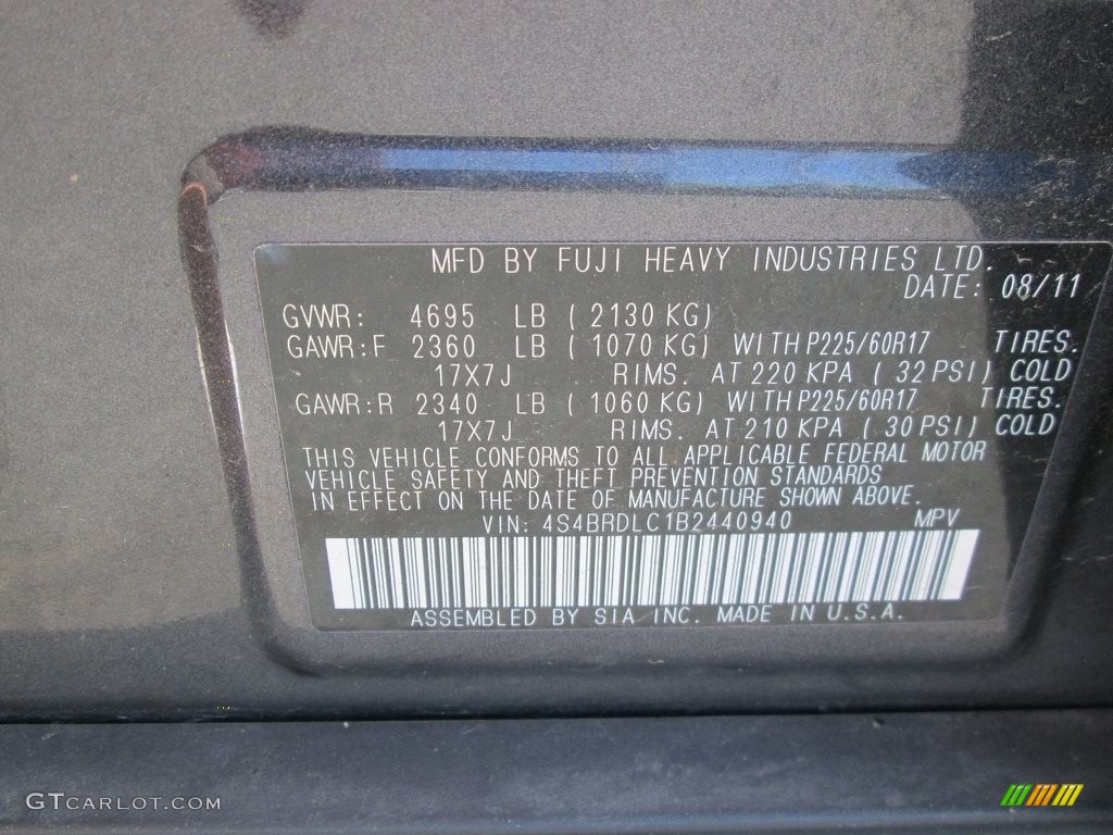 2011 Outback 3.6R Limited Wagon - Graphite Gray Metallic / Off Black photo #30