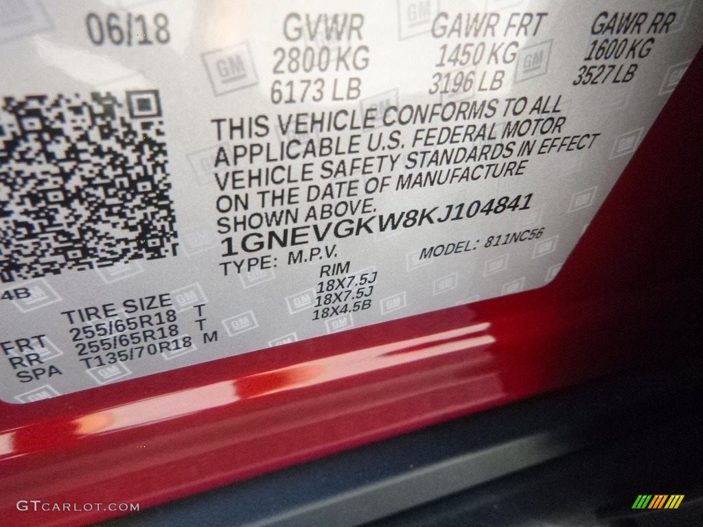 2019 Traverse LT AWD - Cajun Red Tintcoat / Jet Black photo #17