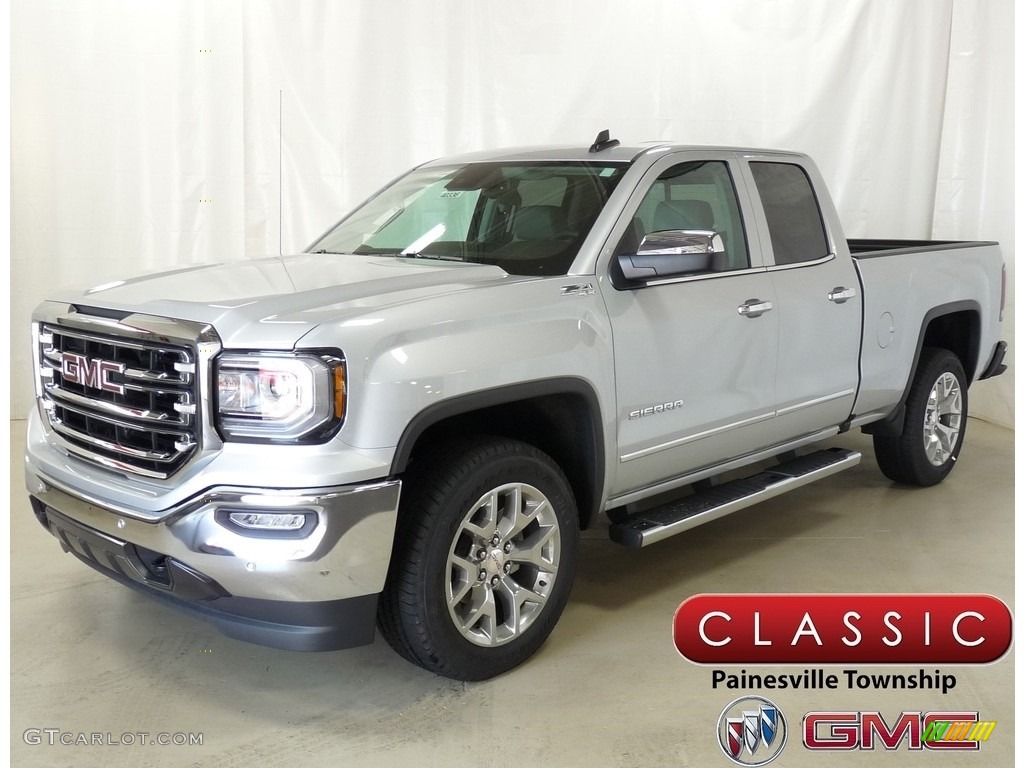 2018 Sierra 1500 SLT Double Cab 4WD - Quicksilver Metallic / Dark Ash/Jet Black photo #1