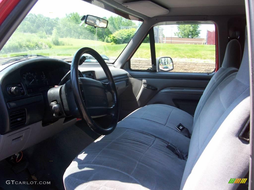 1996 F150 XL Extended Cab - Bright Red / Opal Grey photo #2