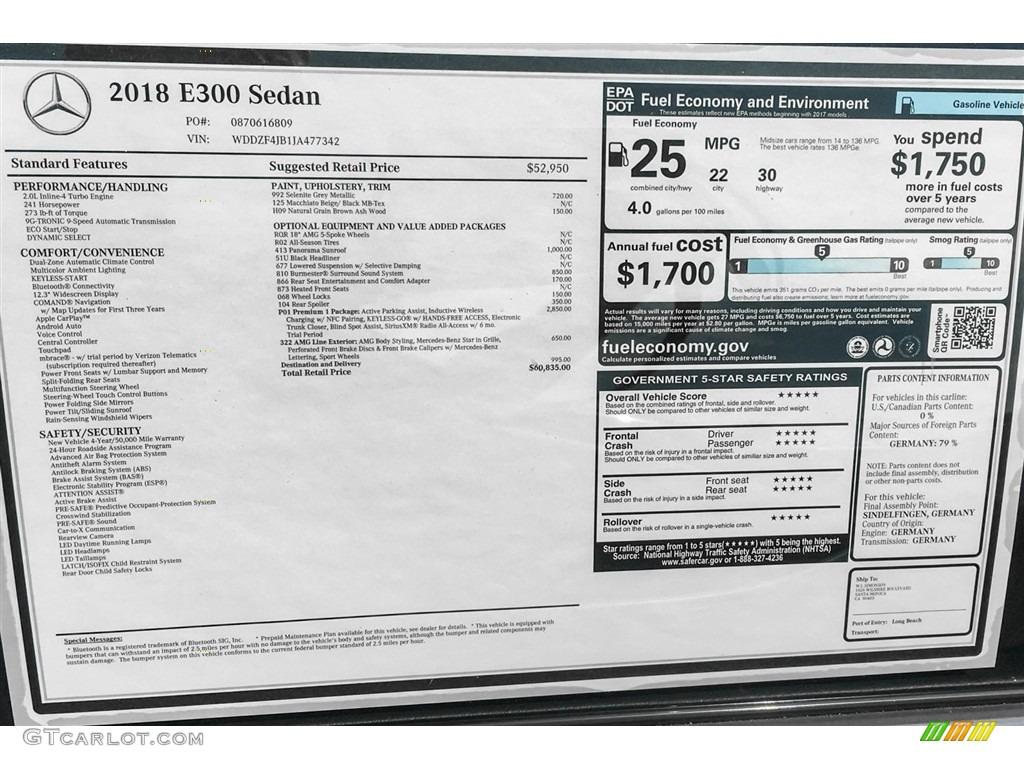 2018 E 300 Sedan - Selenite Grey Metallic / Macchiato Beige/Black photo #10