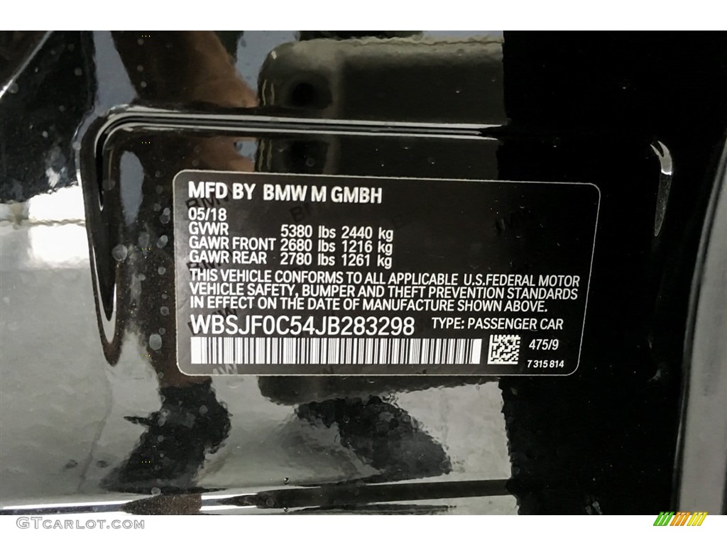 2018 M5 Color Code 475 for Black Sapphire Metallic Photo #128223803