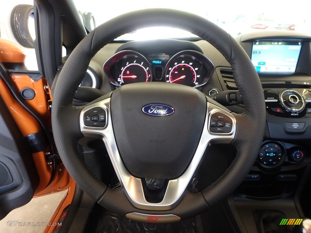 2018 Ford Fiesta ST Hatchback Charcoal Black Steering Wheel Photo #128225378