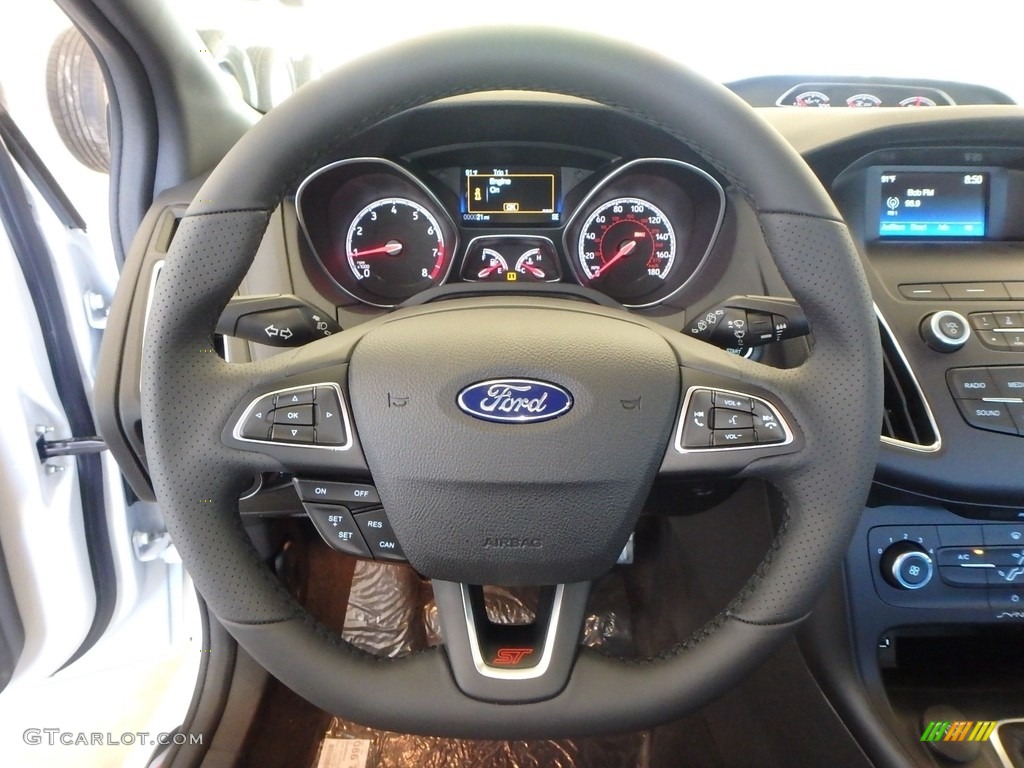 2018 Ford Focus ST Hatch Charcoal Black Steering Wheel Photo #128225780