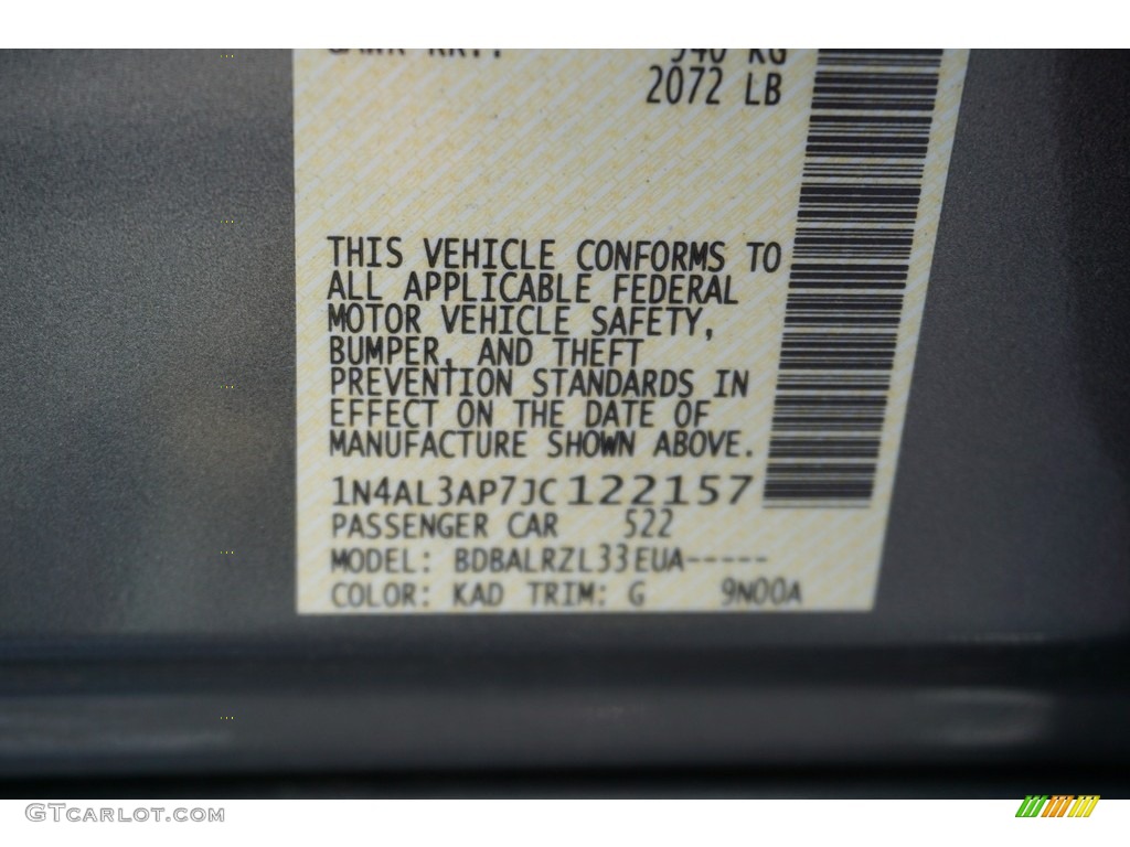 2018 Altima Color Code KAD for Gun Metallic Photo #128234645