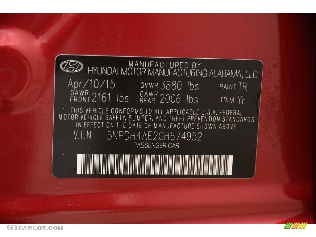 2016 Elantra Value Edition - Red / Beige photo #20