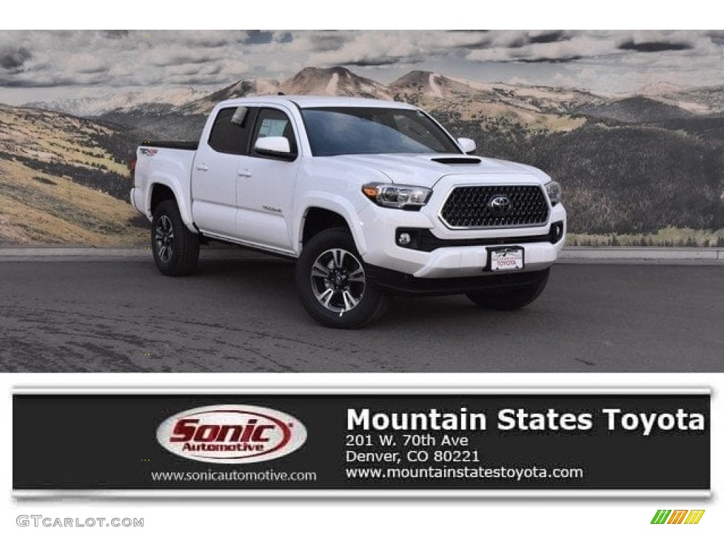 2018 Tacoma TRD Sport Double Cab 4x4 - Super White / Cement Gray photo #1