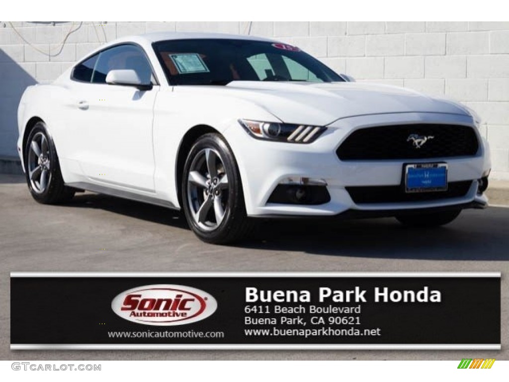 2015 Mustang EcoBoost Coupe - Oxford White / 50 Years Raven Black photo #1