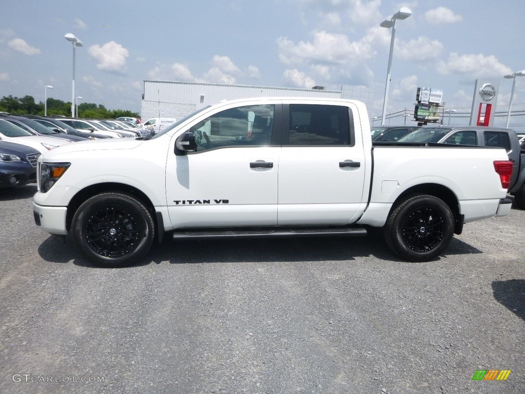 Pearl White 2018 Nissan Titan SV Crew Cab 4x4 Midnight Edition Exterior Photo #128252114