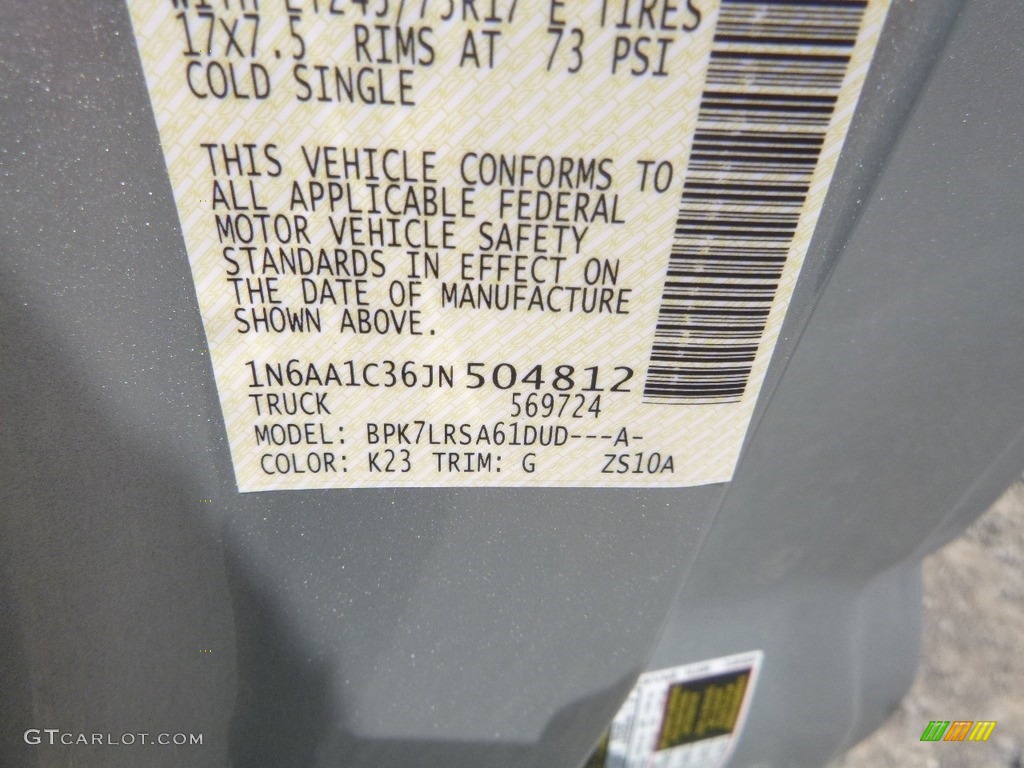 2018 TITAN XD Color Code K23 for Brilliant Silver Photo #128255090
