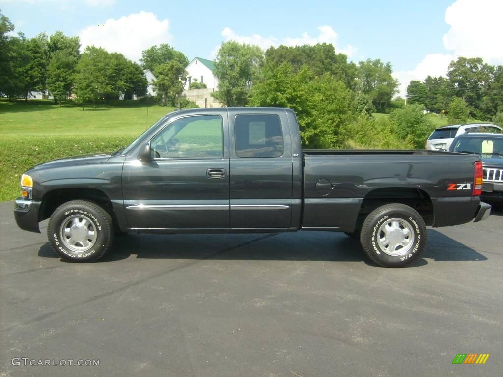 2003 Sierra 1500 SLT Extended Cab 4x4 - Carbon Metallic / Neutral photo #2