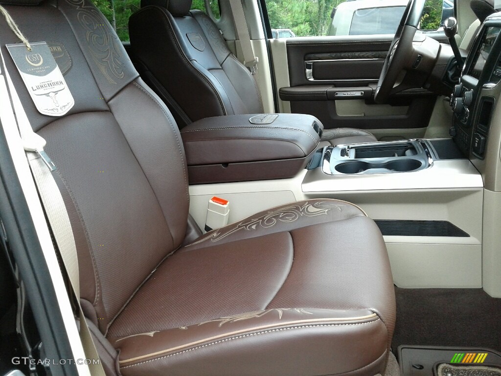 Brown/Light Frost Beige Interior 2018 Ram 2500 Laramie Longhorn Mega Cab 4x4 Photo #128272676