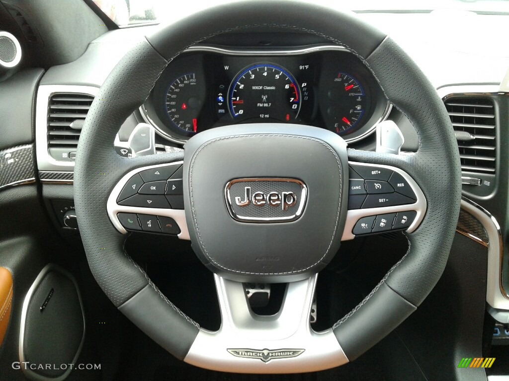 2018 Jeep Grand Cherokee Trackhawk 4x4 Black/Sepia Steering Wheel Photo #128293261