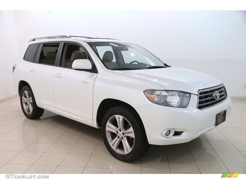 2009 Highlander Sport 4WD - Blizzard White Pearl / Sand Beige photo #1