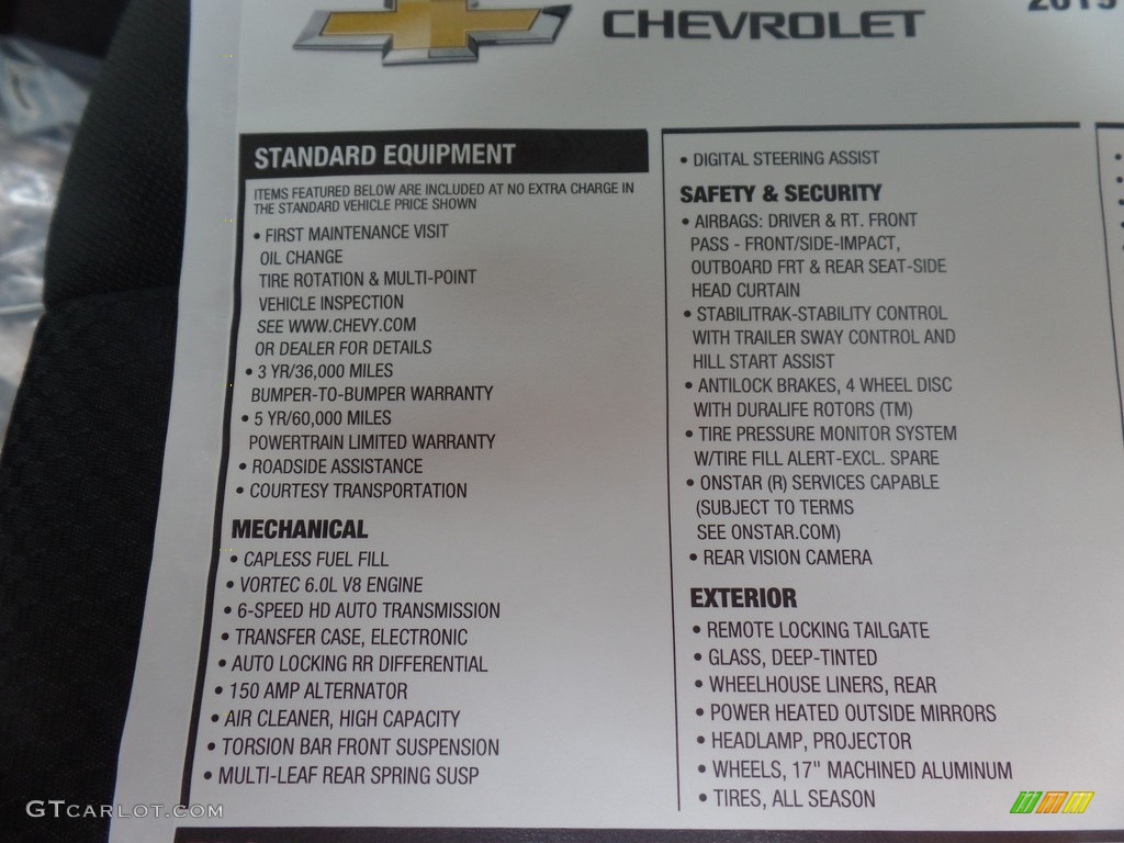 2019 Chevrolet Silverado 2500HD LT Crew Cab 4WD Window Sticker Photo #128302681