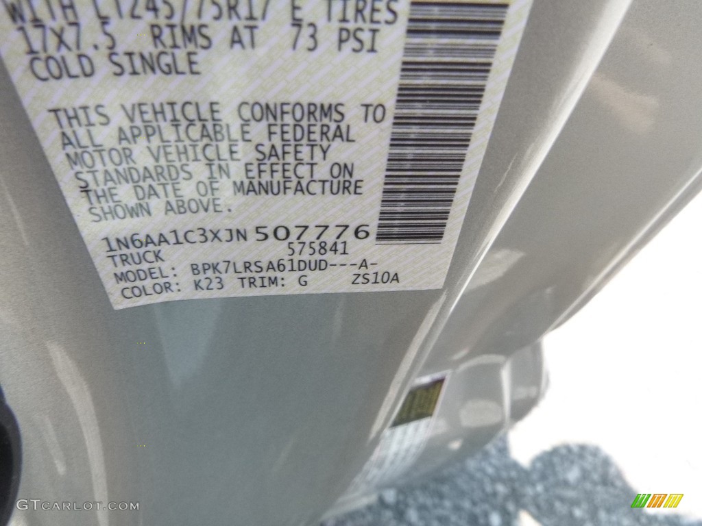 2018 Nissan TITAN XD S King Cab 4x4 Color Code Photos