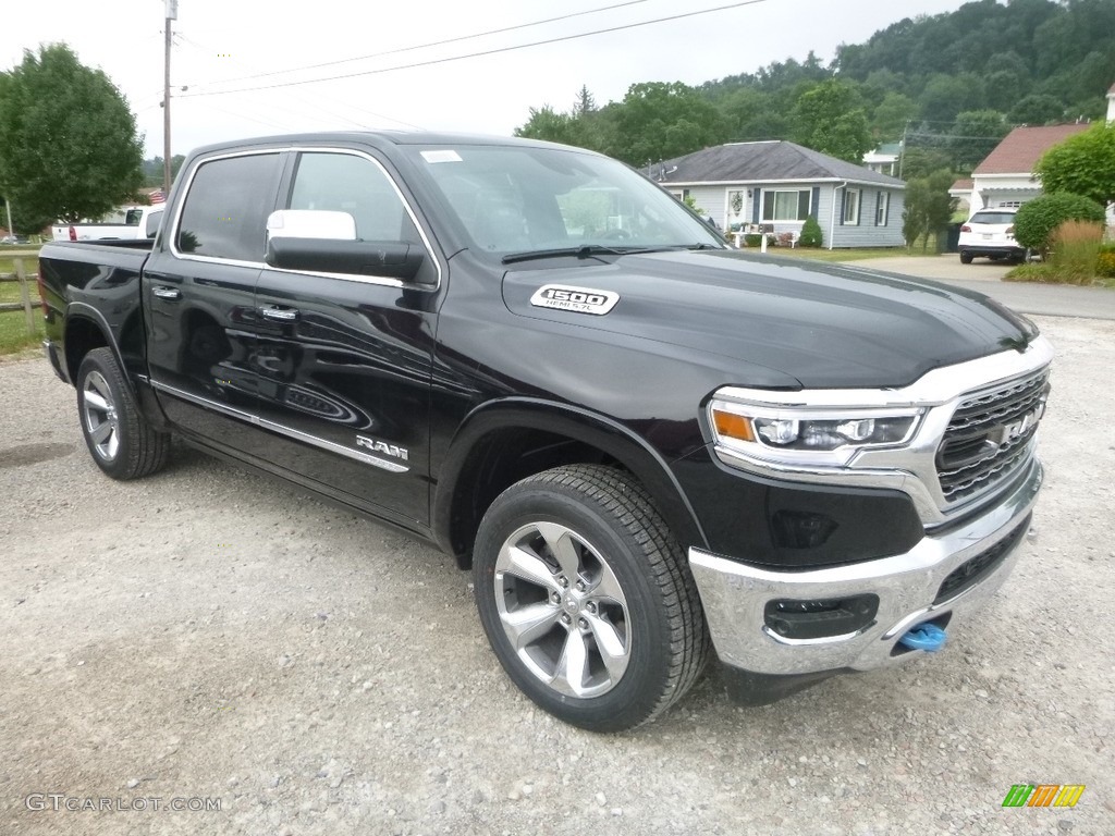 2019 1500 Limited Crew Cab 4x4 - Diamond Black Crystal Pearl / Black photo #7