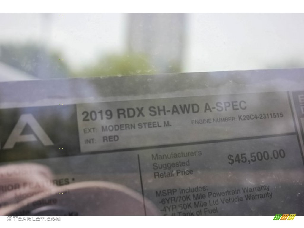 2019 Acura RDX A-Spec AWD Window Sticker Photos